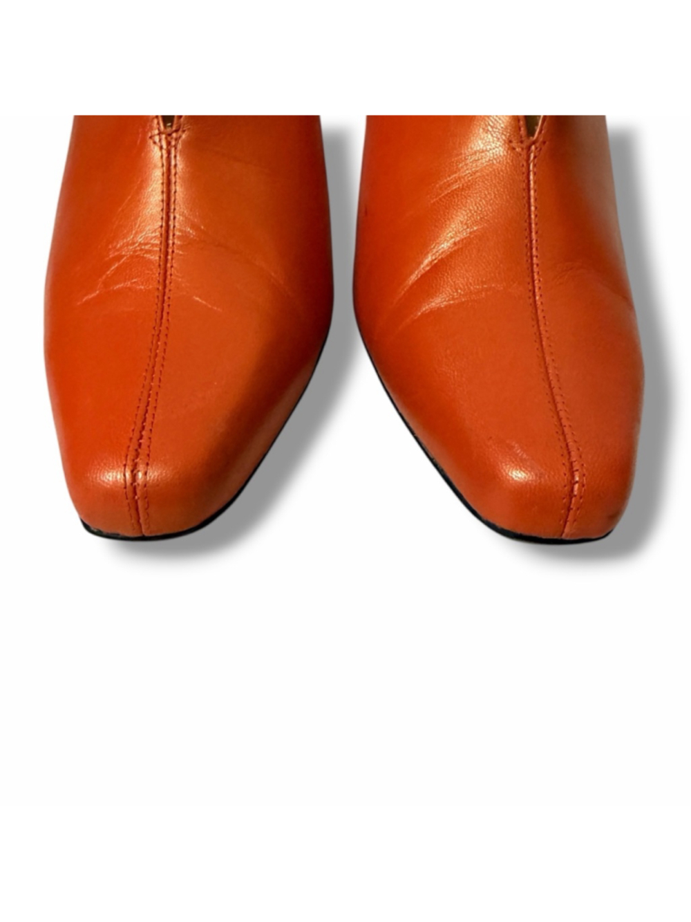 Bellini Orange Leather Kitten Heel Pumps Women’s Size 10M Pointed Toe Slip On - Picture 13 of 16